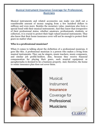 Musical Instrument Insurance Coverage for Professional Musicians