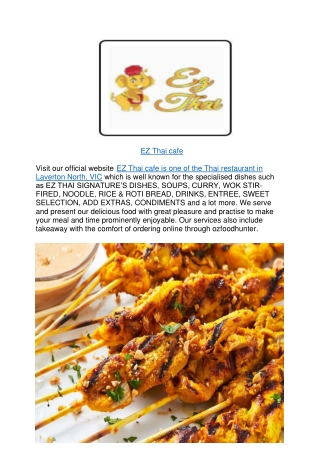 10% off - EZ Thai cafe Laverton North Takeaway Menu,VIC