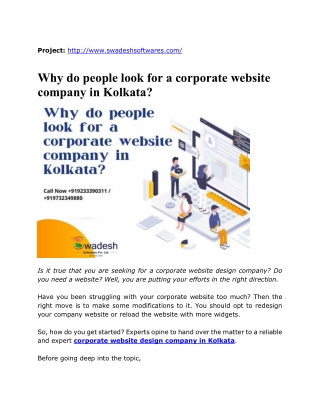 Why do people look for a corporate website company in Kolkata?