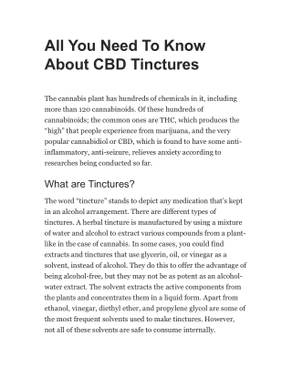 All You Need To Know About CBD Tinctures