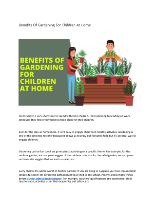 Benefits Of Gardening For Children At Home