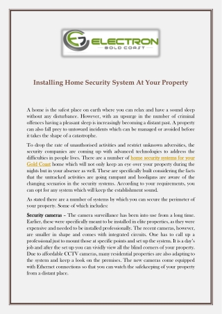 Installing Home Security System At Your Property