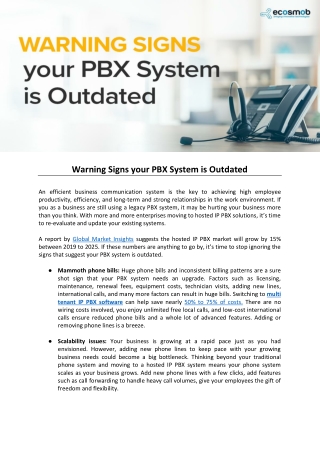 Warning Signs your PBX System is Outdated