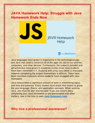JAVA Homework Help: Struggle with Java Homework Ends Now