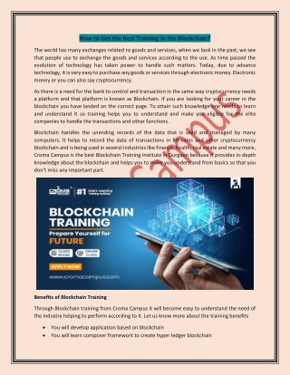 How to Get the Best Training in the Blockchain?