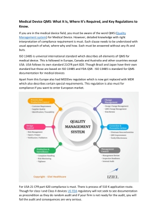 Medical Device QMS What It Is, Where It’s Required, and Key Regulations to Know.