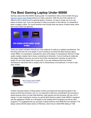 Best Gaming Laptop Under 80,000 | 2021