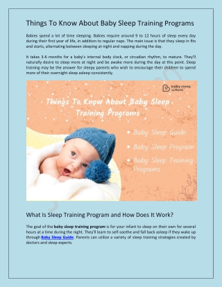 Things To Know About Baby Sleep Training Programs