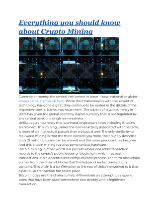 Everything you should know about Crypto Mining