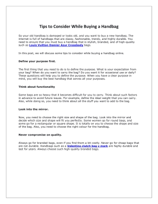 Tips to Consider While Buying a Handbag