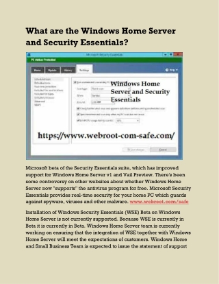 What are the Windows Home Server and Security Essentials?