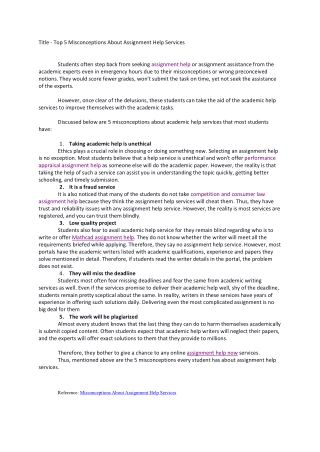 Top 5 Misconceptions About Assignment Help Services