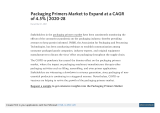 Packaging Primers Market to Expand at a CAGR of 4.5% | 2020-28
