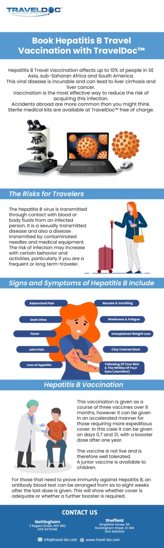 Book Hepatitis B Travel Vaccination with TravelDoc™