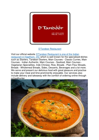 10% off - D'Tandoor Indian Restaurant Hawthorn,VIC