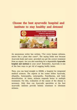Best ayurvedic hospital and institute