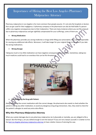 Importance of Hiring the Best Los Angeles Pharmacy Malpractice Attorney