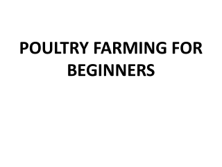 POULTRY FARMING FOR BEGINNERS