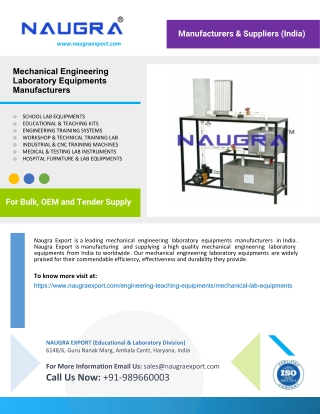 Mechanical Engineering Laboratory Equipments Manufacturers