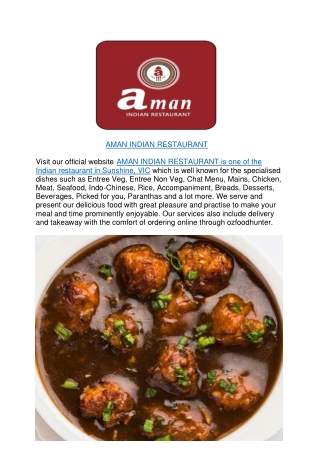 10% off - Aman Indian Restaurant Takeaway sunshine coast, Vic
