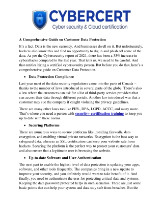 A Comprehensive Guide on Customer Data Protection