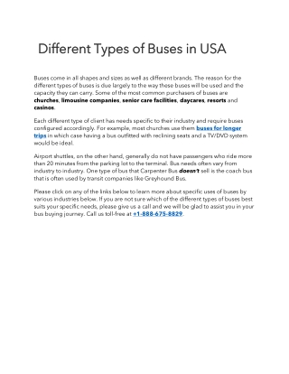 Different Types of Buses in USA