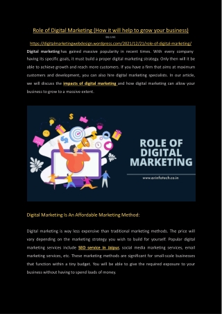 Role of Digital Marketing (How it will help to grow your business)