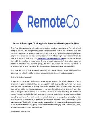 Major Advantages Of Hiring Latin American Developers For Hire