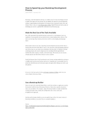 How to Speed Up your Bootstrap Development Process