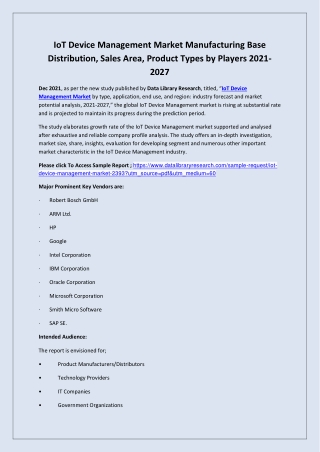 Global IoT Device Management Market Opportunities and Forecast 2020-2027