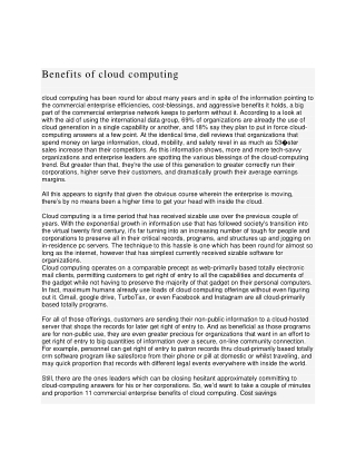 Benefits of cloud computing
