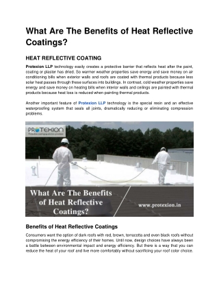 What Are The Benefits of Heat Reflective Coatings