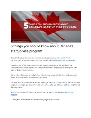 5 things you should know about Canada’s startup visa program