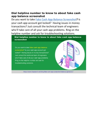 Dial helpline number to know to about fake cash app balance screenshot