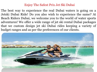 Enjoy The Safest Prix Jet Ski Dubai