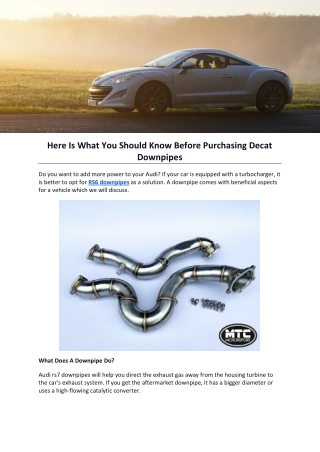 Here Is What You Should Know Before Purchasing Decat Downpipes