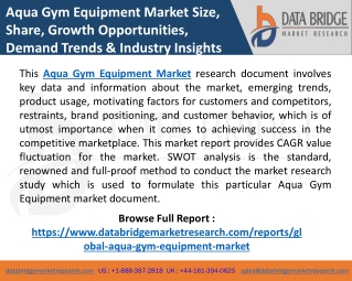 Global Aqua Gym Equipment Market