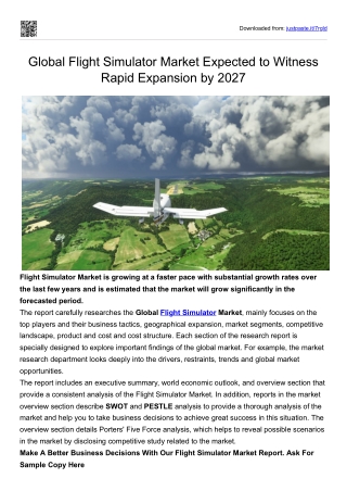 Global Flight Simulator Market Expected to Witness Rapid Expansion by 2027