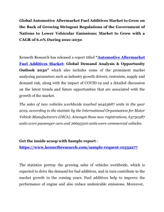 Global Automotive Aftermarket Fuel Additives Market Size, Trends, Analysis 2022