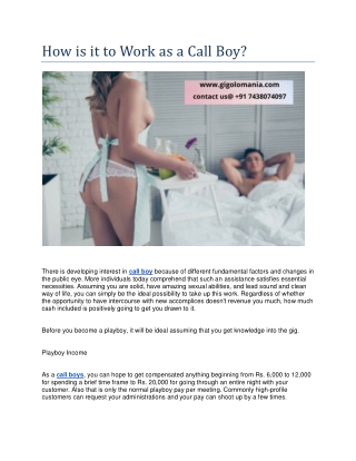 How is it to Work as a Call Boy