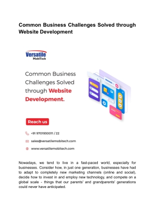 Common Business Challenges Solved through Website Development