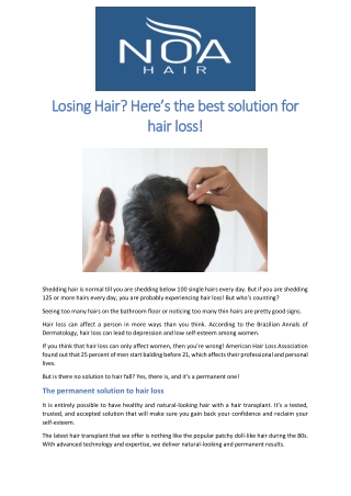 Losing Hair Here’s the best solution for hair loss!