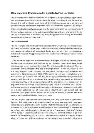 How Organized Cybercrimes Are Operated Across The Globe