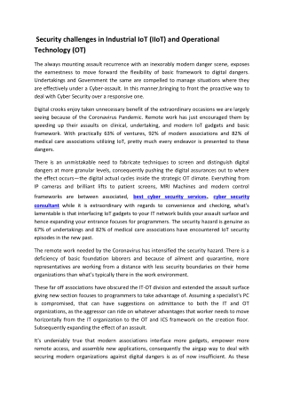 Security challenges in Industrial IoT (IIoT) and Operational Technology (OT)