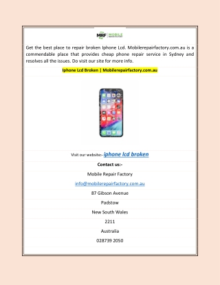 Iphone Lcd Broken | Mobilerepairfactory.com.au