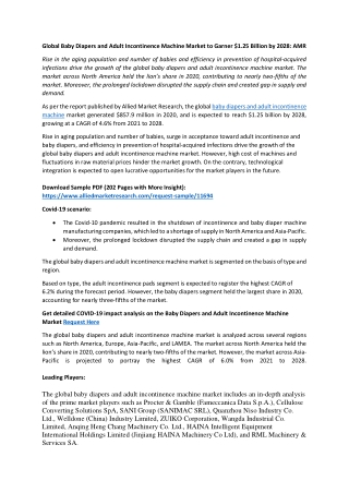 Baby Diapers and Adult Incontinence Machine Market