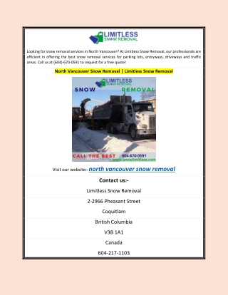 North Vancouver Snow Removal | Limitless Snow Removal