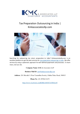 Tax Preparation Outsourcing in India | Kmkassociatesllp.com