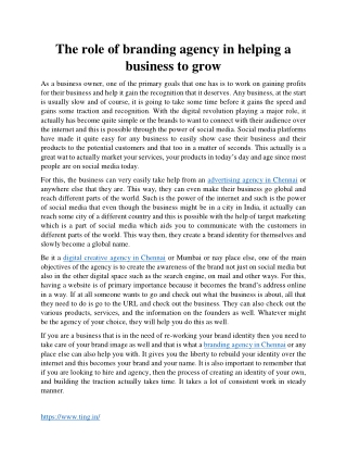 The role of branding agency in helping a business to grow