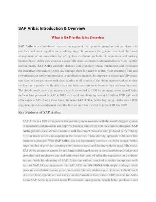 What is SAP Ariba PDF | SAP Ariba Online Training PDF | SAP Ariba PDF